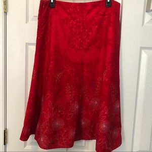 Christopher & Banks Red Skirt w/White Floral Sz-10